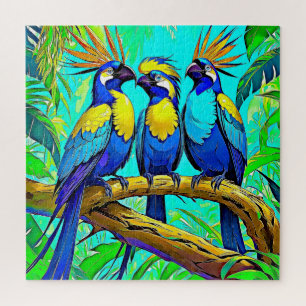 Exquisite Tropical Birds in Vibrant Jungle Jigsaw Puzzle
