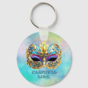 Exquisite Venectian Mask on a Colored Background Key Ring