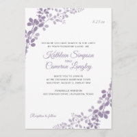 Exquisite Vines Wedding Invitation | Light Purple