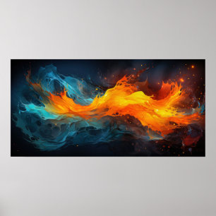 Exquisite Water Fire Abstract Modern Art Poster