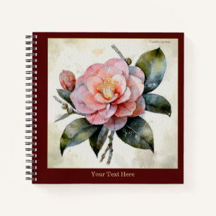 Exquisite Watercolor Camellia Japonica Notebook #1