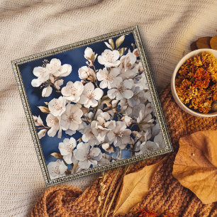 Exquisite White Cherry Blossom Watercolor Photo Print
