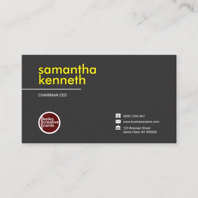 Exquisite Yellow Oversize Name CEO Business Card (Front)