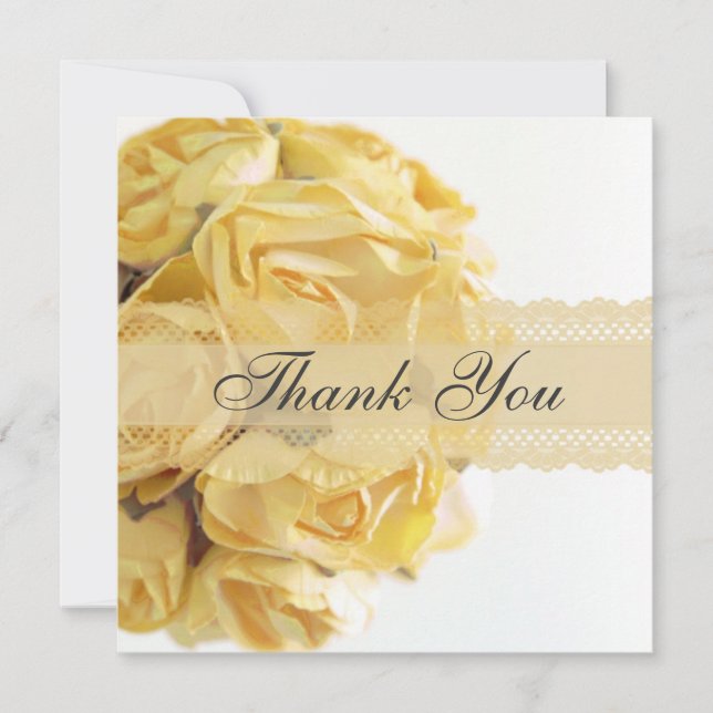 Exquisite Yellow Roses Thank You Card (Front)