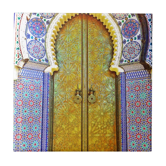 Exquisitely Detailed Moroccan Pattern Door Ceramic Tile (Front)