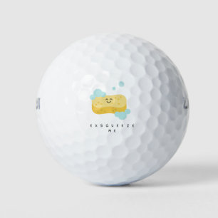 'Exsqueeze Me' Funny Cute Sponge Happy Face Fun Golf Balls
