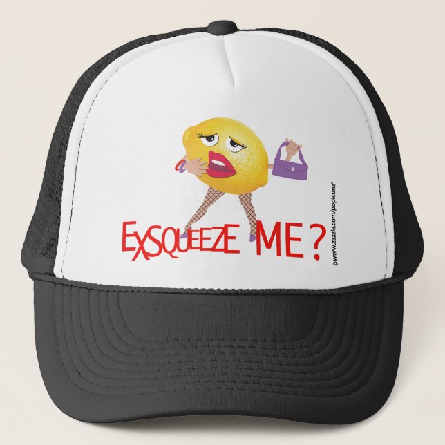 'exsqueeze me?' funny lemon humourous Hat (Front)