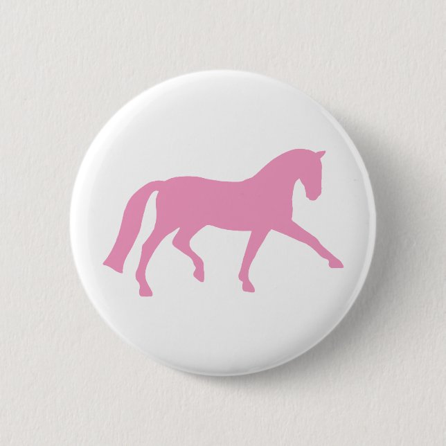Extended Trot Dressage Horse (pink) 6 Cm Round Badge (Front)