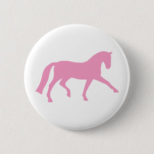 Extended Trot Dressage Horse (pink) 6 Cm Round Badge