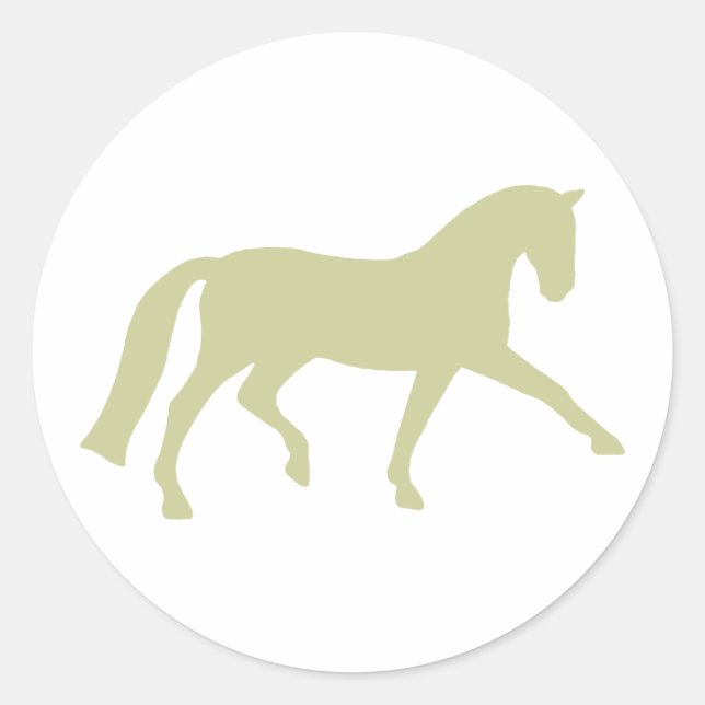 Extended Trot Dressage Horse (sage green) Classic Round Sticker (Front)