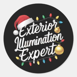 Exterior Illumination Expert Christmas Light Decor Classic Round Sticker