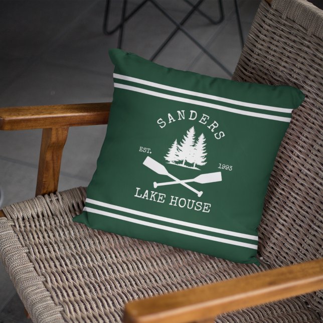 Exterior Nautical Lake House Family Oars Navy blue Cushion (Creator Uploaded)
