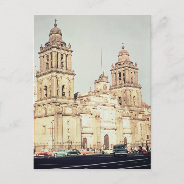 Exterior of Mexico City Cathedral Postcard (Front)