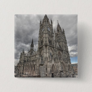 Exterior of the Basilica in Quito, Ecuador 15 Cm Square Badge