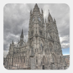 Exterior of the Basilica in Quito, Ecuador Square Sticker