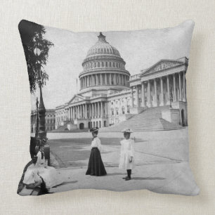 Exterior of the Capitol building with women Cushion