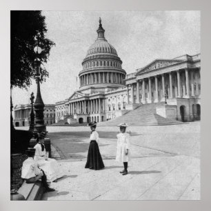 Exterior of the Capitol building with women Poster