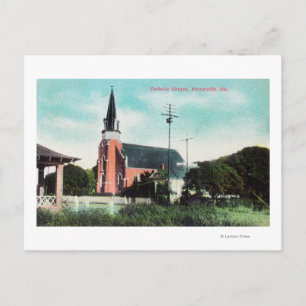 Exterior View of a Catholic Church Postcard