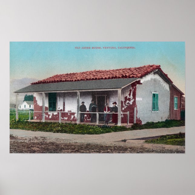 Exterior View of an Old Adobe HomeVentura, CA Poster (Front)