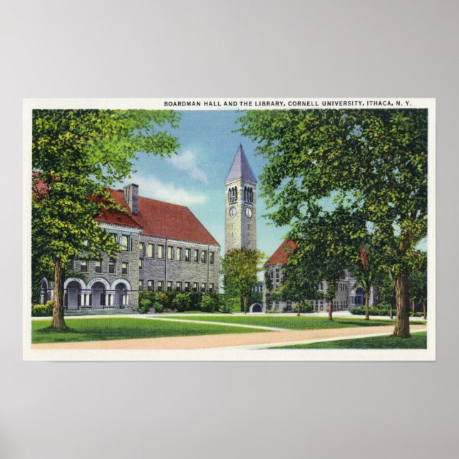Exterior View of Boardman Hall and the Library Poster (Front)
