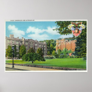 Exterior View of Cadet Barracks and Gymnasium Poster