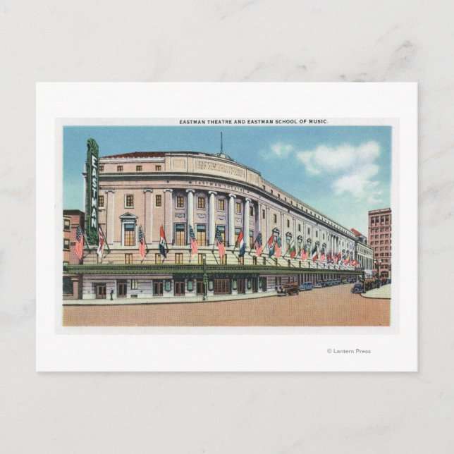 Exterior View of Eastman Theatre & School of Postcard (Front)
