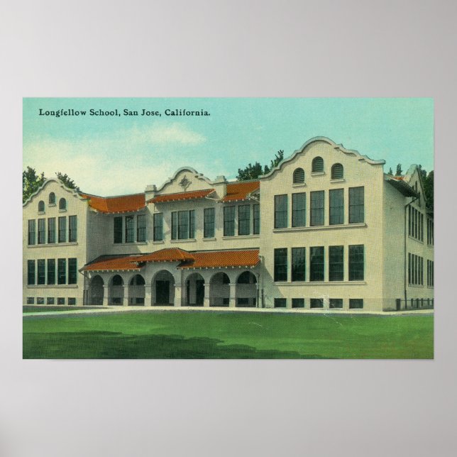 Exterior View of Longfellow School Poster (Front)