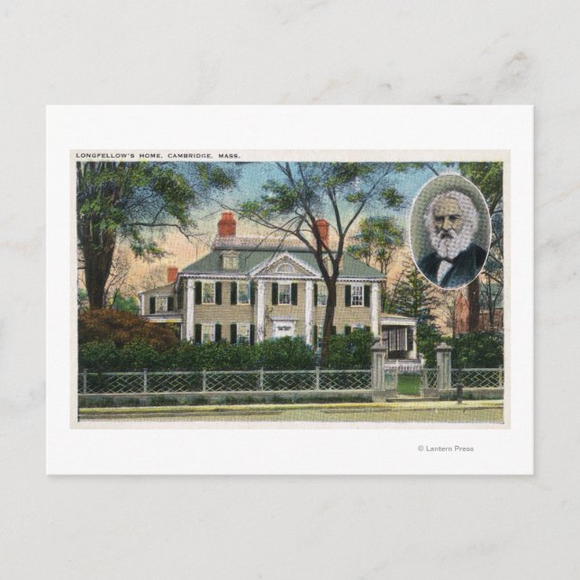 Exterior View of Longfellow's Home Postcard (Front)