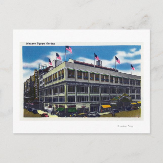 Exterior View of Madison Square Garden Postcard (Front)