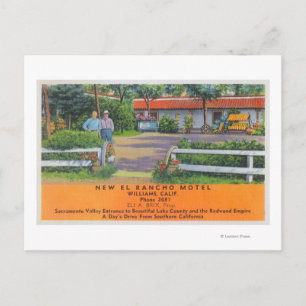 Exterior View of New El Rancho Motel Postcard