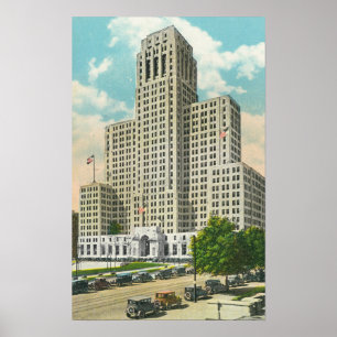 Exterior View of NY State Office Bldg Poster