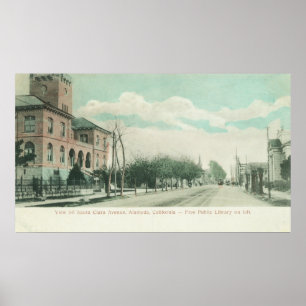 Exterior View of Public Library on Santa Clara Poster