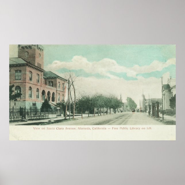 Exterior View of Public Library on Santa Clara Poster (Front)