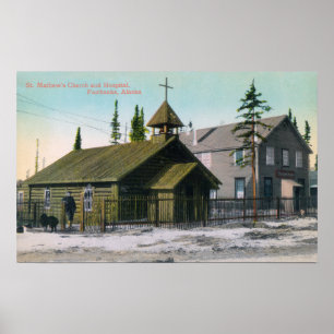 Exterior View of St. Mathew's Church and Poster