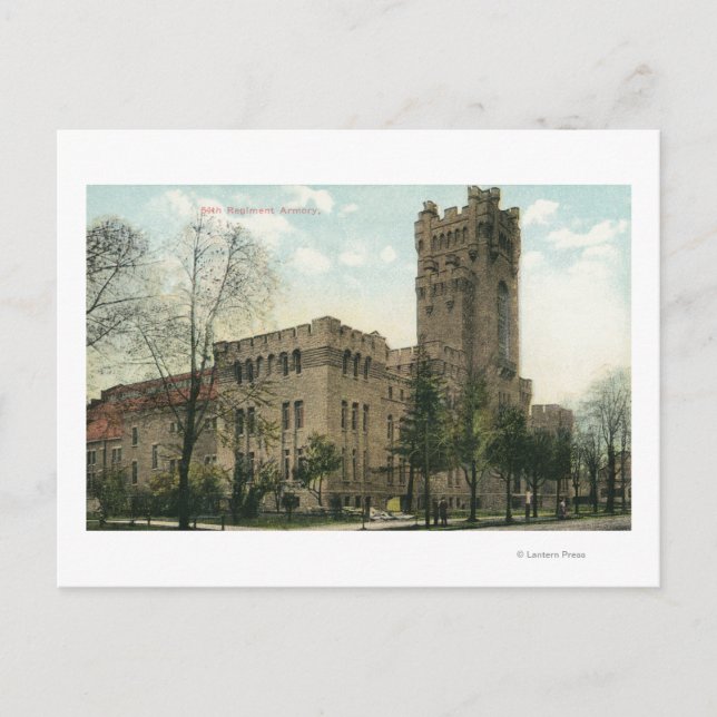 Exterior View of the 54th Regiment Armoury Postcard (Front)