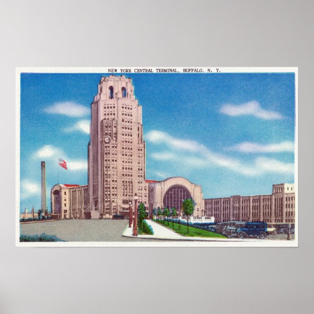 Exterior View of the NY Central Terminal Bldg Poster (Front)