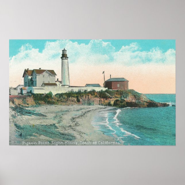 Exterior View of the Pigeon Point Lighthouse Poster (Front)