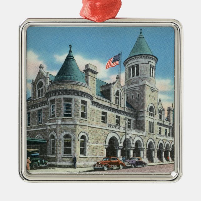 Exterior View of the Post Office 4 Metal Ornament (Front)