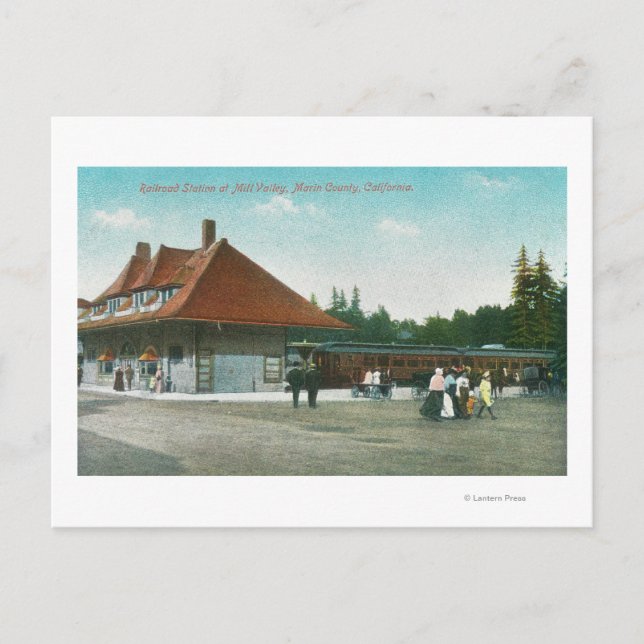 Exterior View of the Railway Station Postcard (Front)