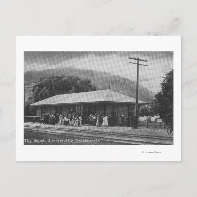 Exterior View of the Train Depot Postcard (Front)