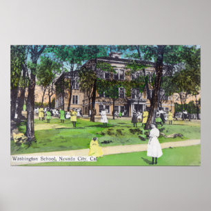 Exterior View of Washington School Poster