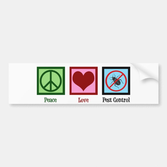 Exterminator Peace Love Pest Control Company Bumper Sticker (Front)