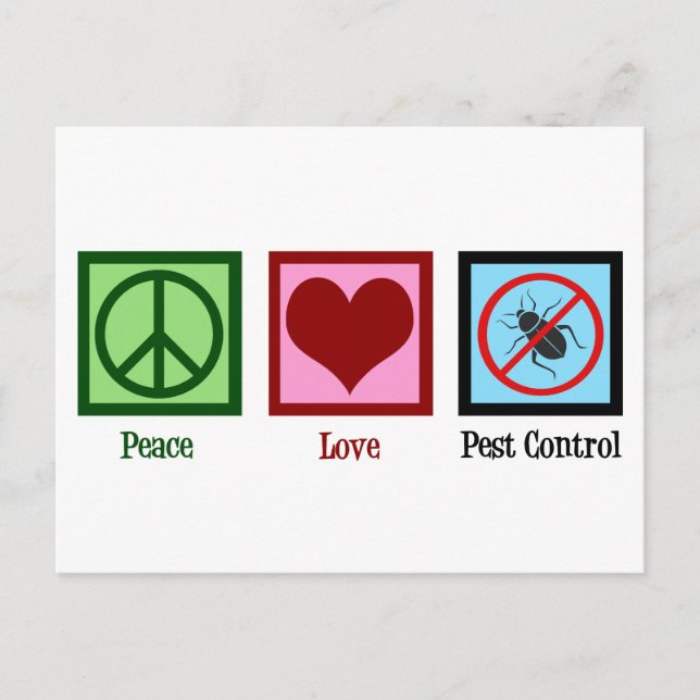 Exterminator Peace Love Pest Control Company Postcard (Front)