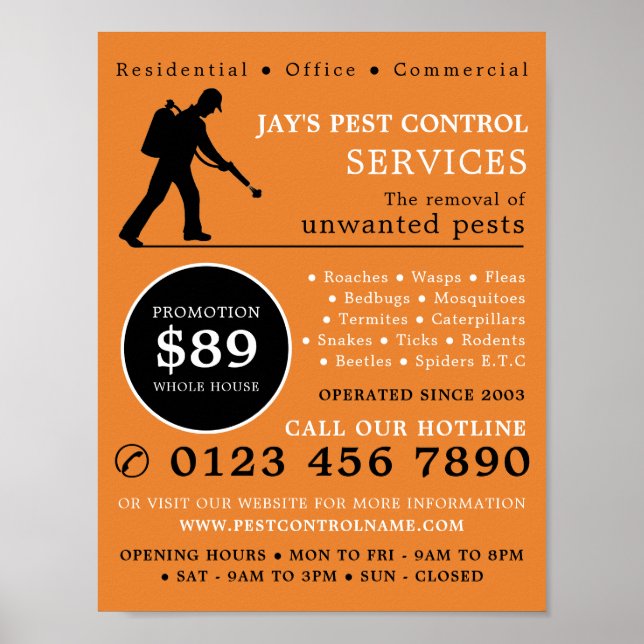 Exterminator, Pest Control Advertising Poster (Front)