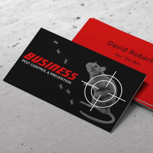 Exterminator Pest Control Professional Black & Red Business Card (Creator Uploaded)
