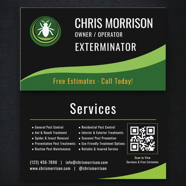 Exterminator Service QR Code Business Card (Creator Uploaded)