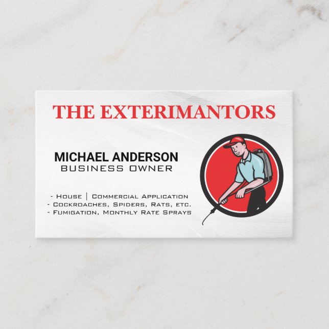 Exterminator Spraying Chemicals Business Card (Front)