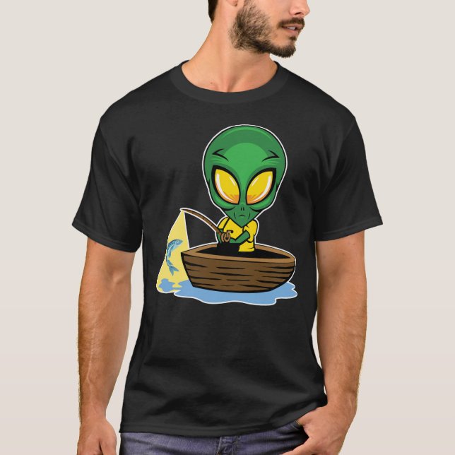 Exterrestrial UFO Lake Fishermen Sail Fish Fishing T-Shirt (Front)