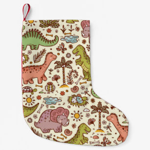 Extinct animals. Prehistoric Reptiles. Cute Cartoo Small Christmas Stocking
