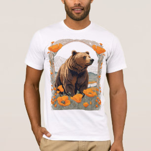 Extinct Bear Of California Amongst Poppies T-Shirt